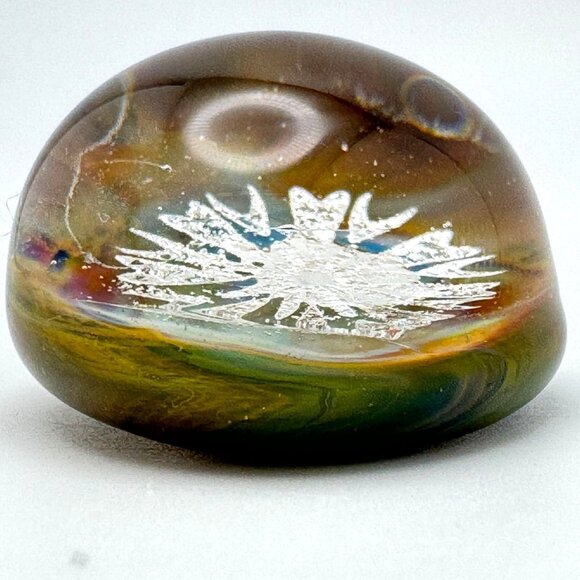 Glass Pendant Dichroic Flower Design Handcrafted Multicolor Art Glass 1.5 15g - Picture 6 of 9